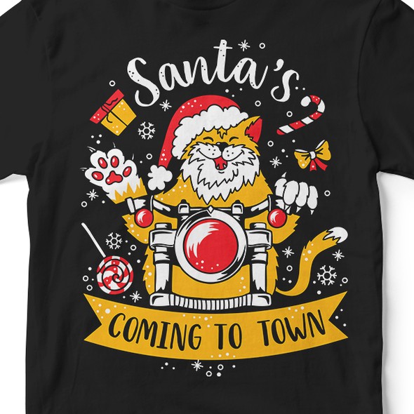 Creative t-shirt with the title 'Santa's coming to town!'