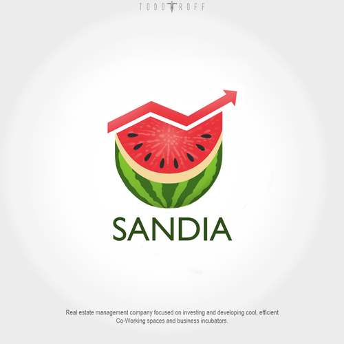Watermelon design with the title 'SANDIA Logo Growth Idea'