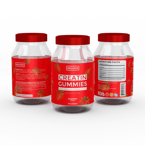 Red label with the title 'Jar packaging label Design'