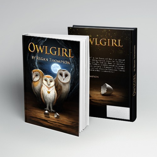 Owl book cover with the title 'Fantasy cover illustration'