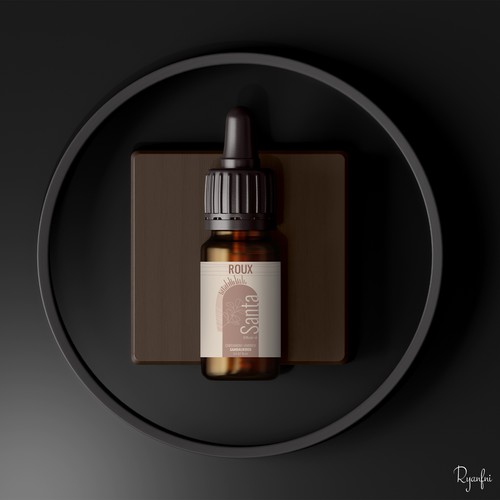 Dropper bottle label with the title 'Boho Style oil label design'