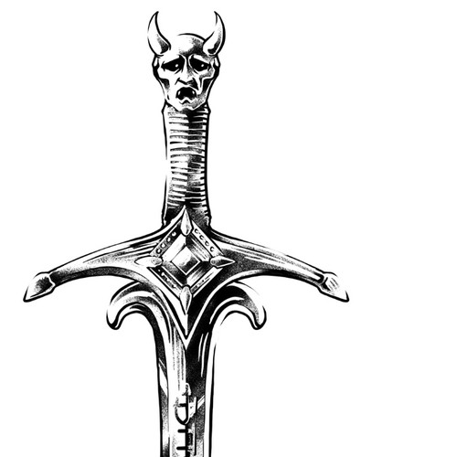 Demon design with the title 'sword demon scare tattoo'