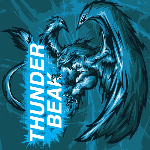 Vector label with the title 'Thunderbeak'