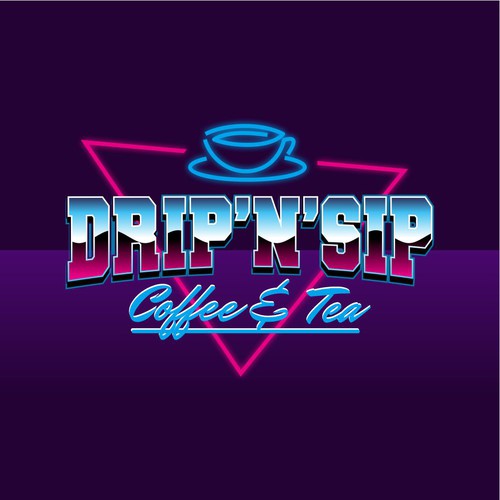 Tea brand with the title '90's Neon Themed Cafe Logo'