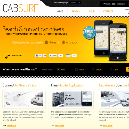 Black website with the title 'Online Taxi reservation service'