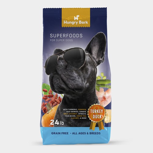 Dog food packaging with the title 'Dog food packaging proposal'