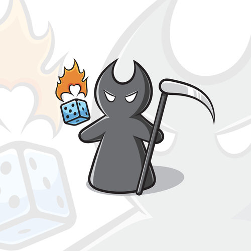 Board game logo with the title 'Demon Meeple'