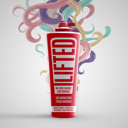 Red packaging with the title 'Popping shampoo bottle design'