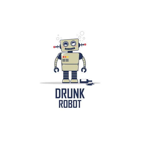 Droid design with the title 'Logo design for the Drunk Robot game'