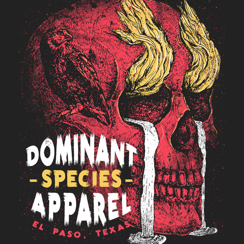 Skull artwork with the title 'Illustrated shirt design for apparel brand'