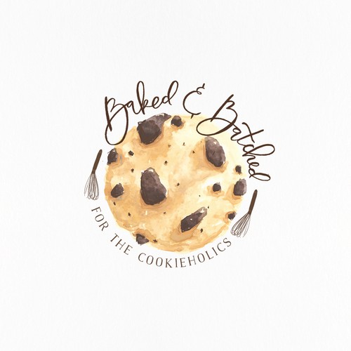 Sweet design with the title 'Cookieholics will love this watercolor cookie'