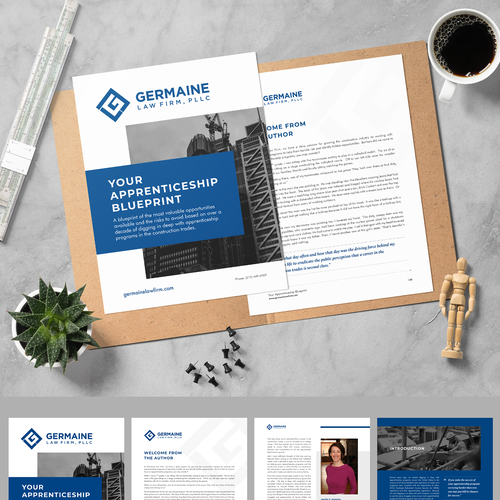 White paper design with the title 'Modern e-Book for a Boutique Law Firm (GERMAINE)'