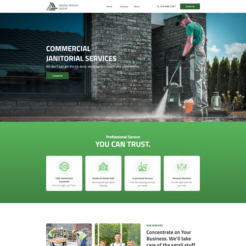 Plumbing design with the title 'Janitorial Service Website Design'