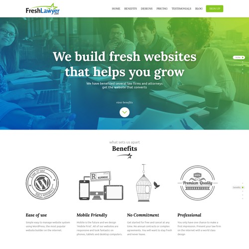 Law office design with the title 'Responsive website design for Law Company.'