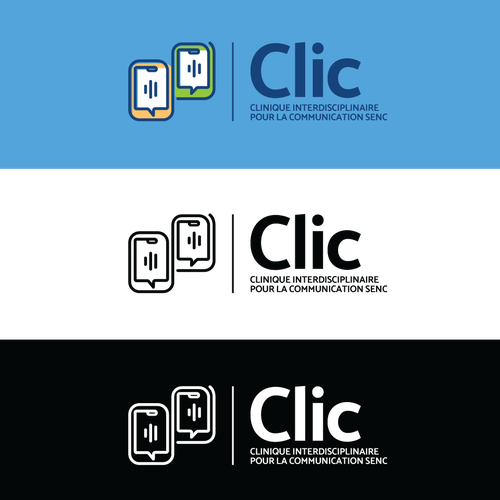 Speech bubble logo with the title 'Logo concept for Clic - clinic consulting over mobile phone'