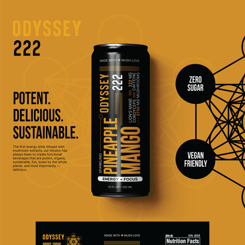 Vibrant packaging with the title 'Product design for Odyssey'