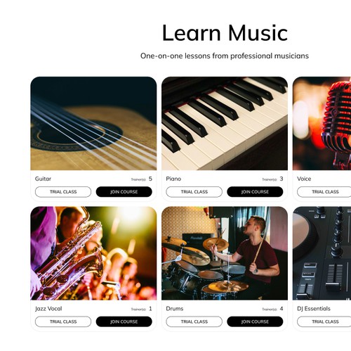 Music website with the title 'Creative Xchange website'
