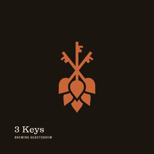 Beer brand with the title '3 Beer Keys (Beer hops and 3 Keys logo)'