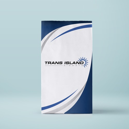 Clean illustration with the title 'Airsick Bag Design for Trans Island Airways '