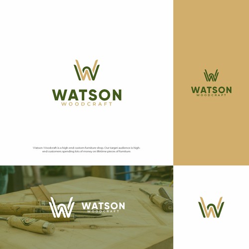 Woodcraft design with the title 'WATSON WOODCRAFT LOGO CONCEPT'