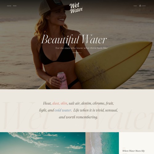 Fashion website with the title 'Website for Water Brand'