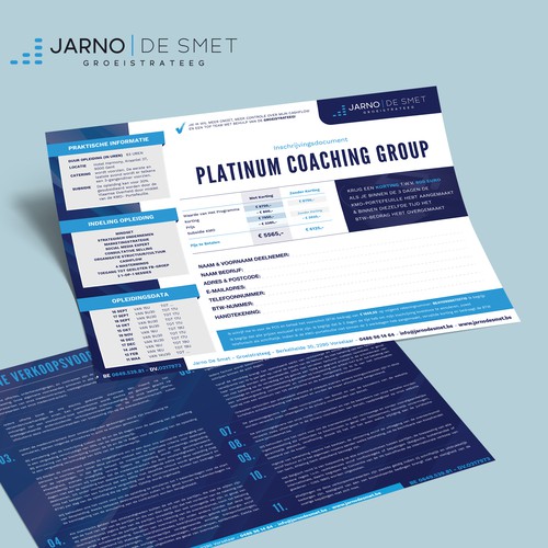 Editorial design with the title 'Registration Form Platinum Coaching Group'