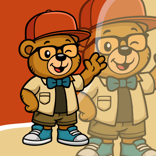 Doll design with the title 'Cartoon teddy bear mascot logo'
