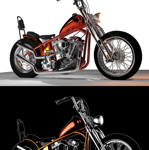 Harley Davidson design with the title 'Harley Davidson Knucklehead chopper'