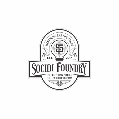 Art Deco logo with the title 'Social Foundry'