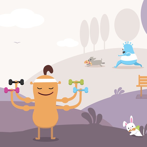 Creature artwork with the title 'Landing page illustration'