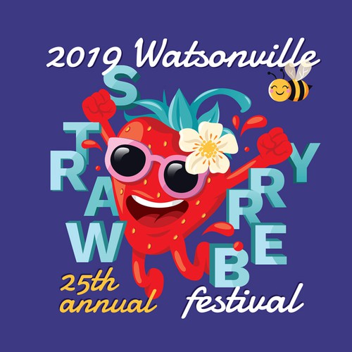 Bee illustration with the title 'Key-Visual Character Strawberry Festival'