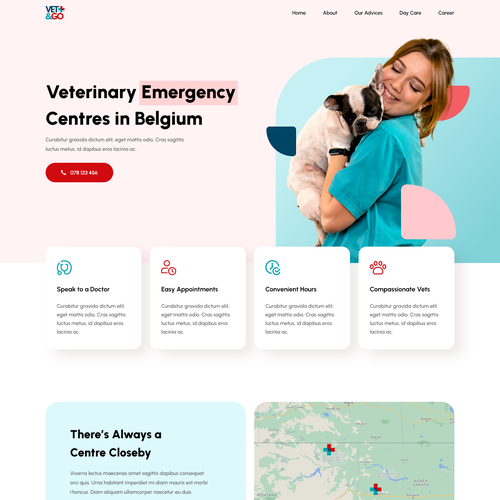 Emergency design with the title 'VET&GO - A new kind of emergency clinic'