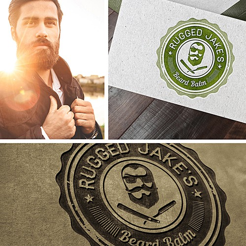 Stamp design with the title 'Men's Beard Balm Logo'