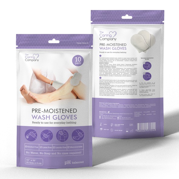 Purple packaging with the title 'package and Logo design'
