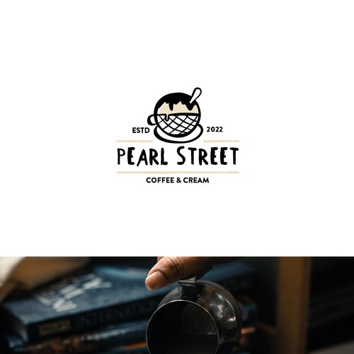 Supermarket logo with the title 'Ice cream coffee'