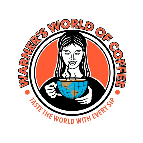 Globe logo with the title 'Warner's World of Coffee'
