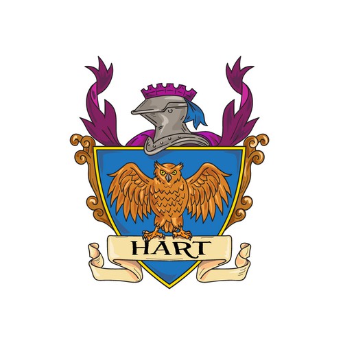 Armor design with the title 'Hart Family Crest'