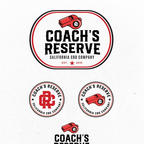 Whistle design with the title 'COACH'S RESERVE - CBD brand'