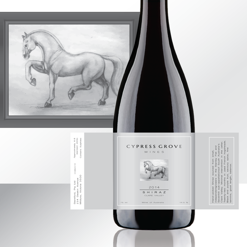 Drawing label with the title 'Wine Label with an Elegant Bloodline'