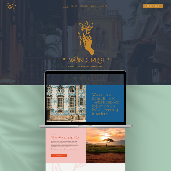 Travel agency design with the title 'Website Design for the Wonderlist Company'