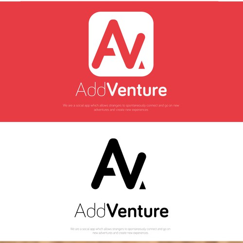 Android logo with the title 'AddVenture Social media app'