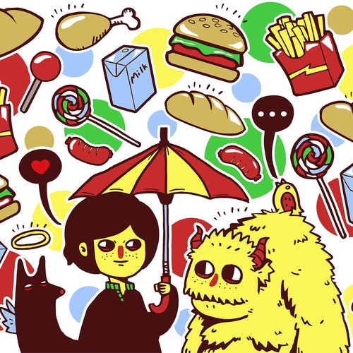 Food and drink artwork with the title 'Food Rainy'