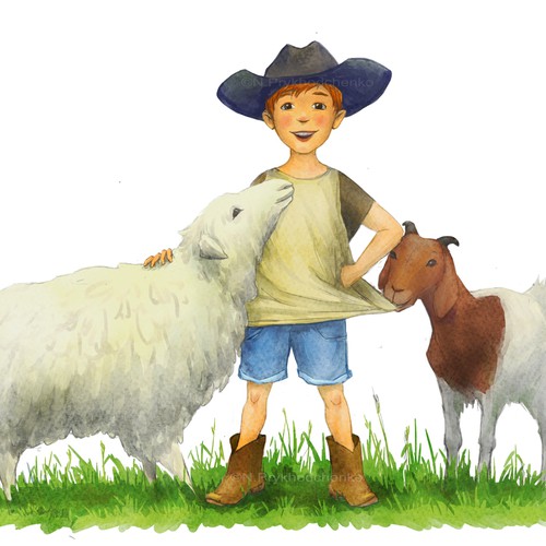 Boy artwork with the title 'Illustration for the children's book'