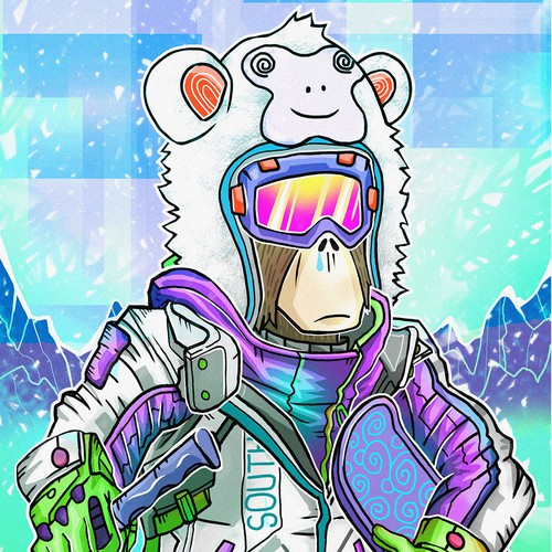 Monkey artwork with the title 'ape nft artwork'