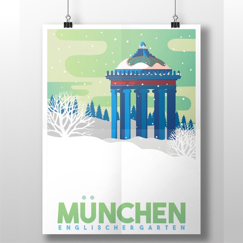 CorelDRAW illustration with the title 'Munchen winter garden'