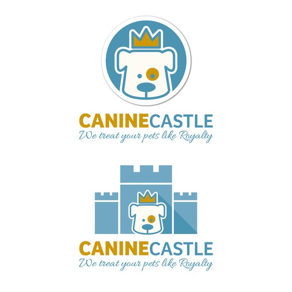 Pet sitting logo with the title 'Cute dog & Castle'