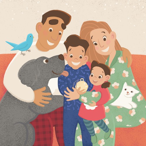 Christmas artwork with the title 'The Boy Who Couldn't Wait for Christmas illustration'