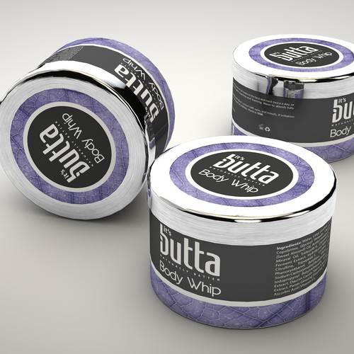 Purple label with the title ' Effective label for new cool and all natural skin care product'