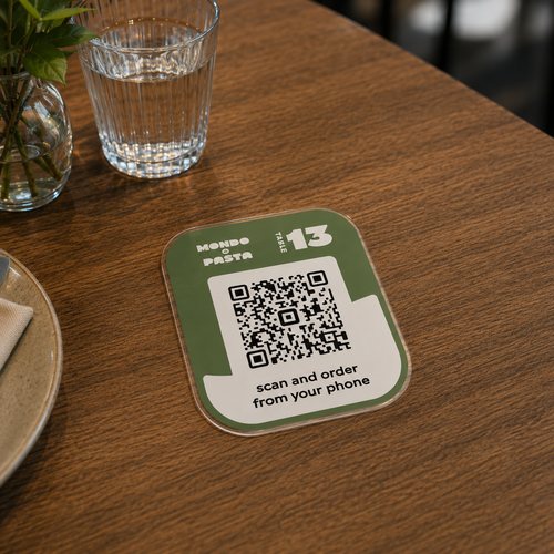 Design with the title 'Qr Code custom table cards'