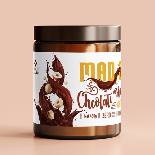 Chocolate label with the title 'Chcolate Hazelnuts'